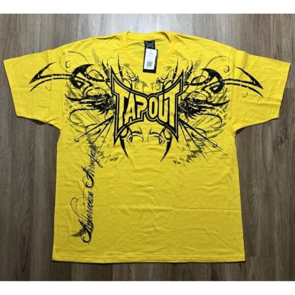 Vintage Tapout American Arrogant Yellow T Shirt Size 2XL - Picture 1 of 7